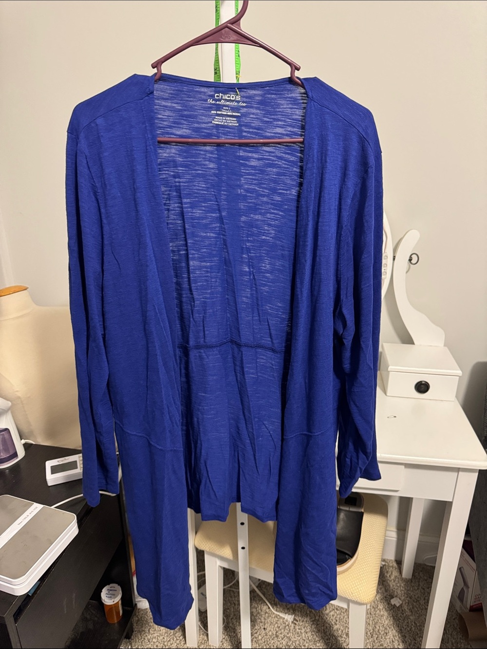 Chico's Open Draped Cardigan in Royal Blue
